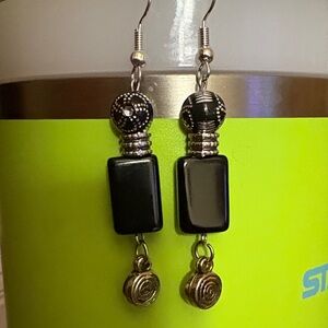 Hand Crafted Black and Silver Earrings